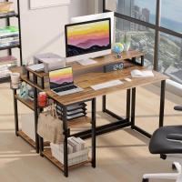 Escritorio de Ordenador con Soporte de Monitor Escritorio de Oficina con Estantes de Almacenamiento Ajustables Pequeño Escritorio Reversible para el Estudio Beige - details 26