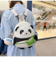 Bolso de hombro multifuncional informal con dibujos animados de Panda 3d para niños, mochila escolar, bolso cruzado con colgante de muñeco de peluche - details 1
