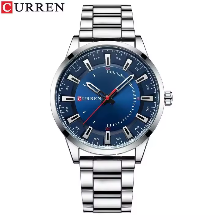 Reloj de Cuarzo CURREN 8406 Diseño Sencillo de Acero Inoxidable Negro Automático Correa de Cuero - 1