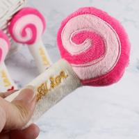 Piruleta de peluche de perro de dibujos animados, juguetes suaves con sonido para mascotas, juguetes chirriantes resistentes a mordeduras, juguetes para masticar para aliviar el aburrimiento - details 5