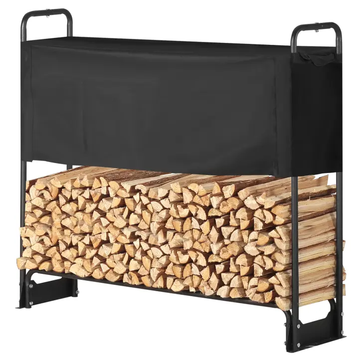 SucceBuy Rejilla para leña para exteriores de 4,3 pies con cubierta impermeable Oxford 600D, 52 x 14,2 x 46,1 pulgadas, soporte para troncos resistente - 1