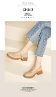 Nuevo Xiaoxiangfeng boca poco profunda T cinturón suela gruesa tacón medio zapatos pequeños de cuero casual zapatos de mujer - details 3