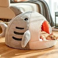 Casa de Gato con Forma de Tiburón de Dibujos Animados Cama Suave Caliente para Mascotas, Desmontable y Lavable - details 5