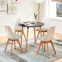 Pack de 4 Sillas Comedor Nórdicas, Sillas de Cocina Nórdicas con Patas de Madera Maciza de Haya, con Respaldo Ergonómico, Asiento Acolchado y Tapizado, Blanco - details 12
