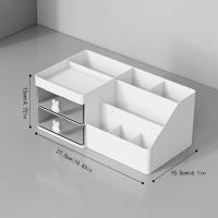 Caja de almacenamiento de papelería de escritorio con 10 compartimentos, 2 cajones, bonito conejito, organizador de cajones para cosméticos, decorativo de gran capacidad - details 0