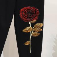 Conjunto de Top y Pantalones para Mujeres Invierno 2 Piezas Chándal Casual Flores Pantalones de Punto con Lentejuelas Conjunto d - details 10