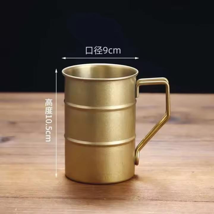   Taza de cerveza de acero inoxidable 304 de estilo industrial, bebida fría estilo camping al aire libre, taza de alta estética - 1