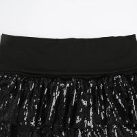 BUNO-falda escalonada de lentejuelas para mujer, falda acampanada de estilo gótico negro Y2K, ropa para discoteca, minifalda elegante Vintage para fiesta de verano - details 7