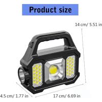 linterna LED recargable con USB de y linterna de carga solar, resistente al agua, luz de búsqueda al aire libre - details 1