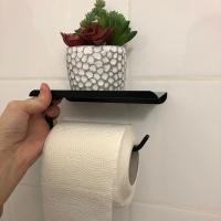 Soporte de papel higiénico de aleación de aluminio, estante con bandeja, accesorios de baño, colgante de pared para cocina, portarrollos de papel higiénico sin perforaciones - details 2