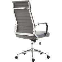 Silla De Oficina Kolumbus En Simil Cuero & Base De Metal con Ruedas I Silla De Escritorio Ergonómica & Regulable En Altura, Color:Gris - details 7