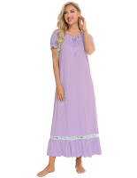 Pijamas para mujer, ropa de dormir con un hombro, camisón de manga corta, vestido mixto de encaje - details 25
