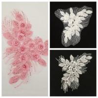 Pegatinas elegantes con bordado de flores, apliques de ropa de poliéster DIY, parches para coser multifuncionales exquisitos, vestido de noche - details 7