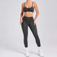 Ropa deportiva de gimnasio reforzada para mujer, traje de yoga de entrenamiento para mujer, ropa deportiva gris café 2024 - details 4