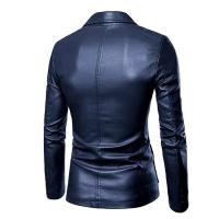 Chaqueta de Cuero PU Delgada para Hombres 2025 Estilo Casual con Mangas Largas y Abotonaduras - details 3