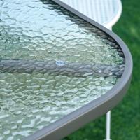Mesa de Jardín Exterior de Metal Rectangular con Borde Curvado Capacidad de 70kg Vidrio Templado - details 16