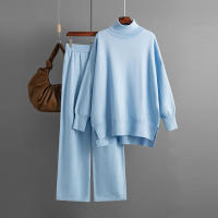 BGTEEVER-suéteres cálidos de manga larga para mujer, jersey de cuello alto y pantalones de pierna ancha de punto, trajes elegantes e informales, 2 piezas - details 23