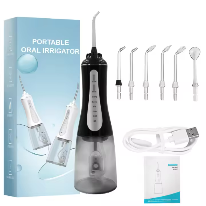 Irrigador Dental portátil Profesional, 350ML, Bucal Inalámbrico, 6 Boquillas, 5 Modos, Para Limpieza de Dientes - 1