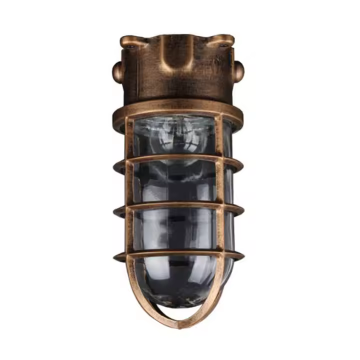 Lámpara de techo Vintage impermeable E27 para baño, cocina, luz en jaula para exteriores, Granero, pared Exterior, todo tipo de clima con jaula - 1