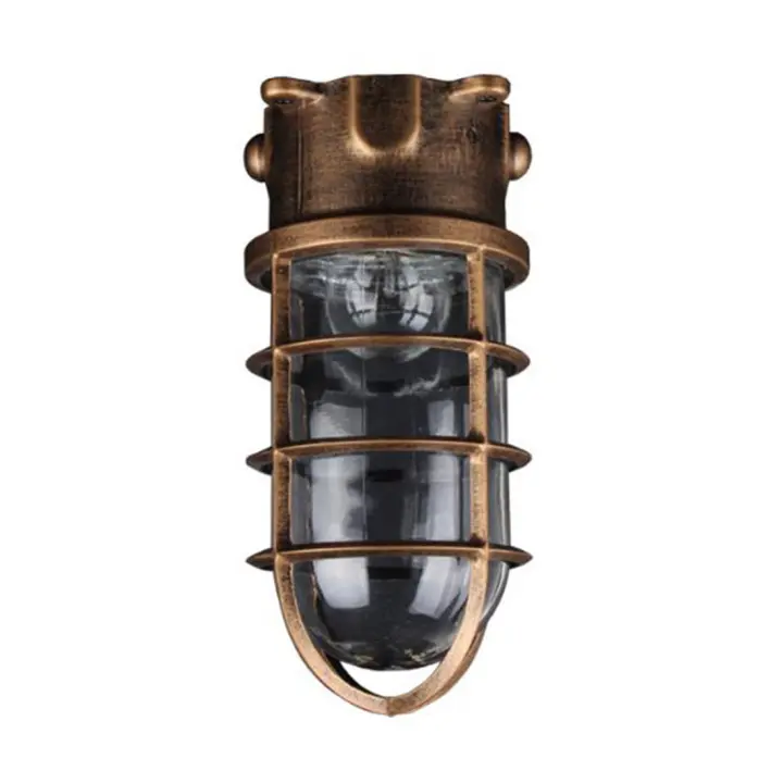 Lámpara de techo Vintage impermeable E27 para baño, cocina, luz en jaula para exteriores, Granero, pared Exterior, todo tipo de clima con jaula - 1