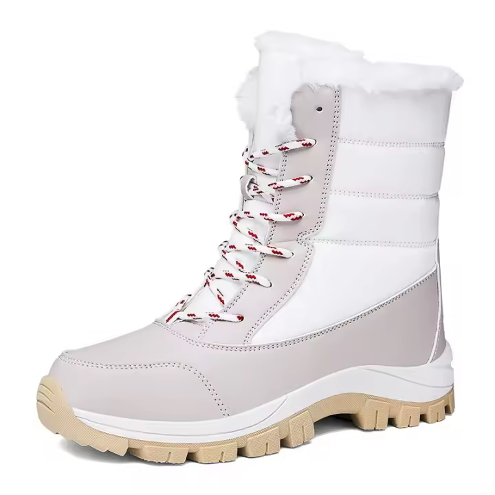 Botas de nieve antideslizantes para mujer, nudos grandes de algodón, terciopelo grueso, cálido, cilindro medio alto, invierno - 1