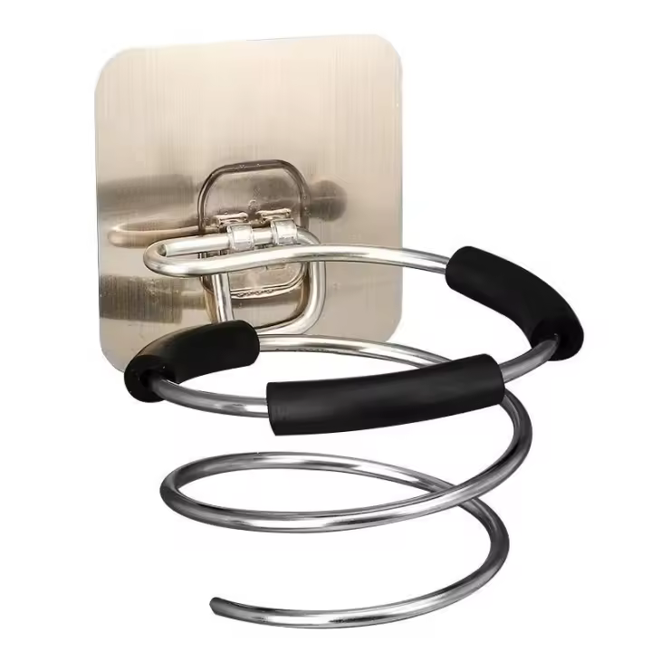Soporte para secador de pelo para baño, adhesivo montado en la pared, sin clavos, pegatinas sin rastro - 1