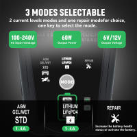 Cargador de batería inteligente automático para baterías de plomo-ácido LiFePO4  6V 12V  3000mA cargador para motocicleta y coche - details 3