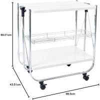Servicio de cocina, almacenamiento, 2 estantes, 1 cesta de almacenamiento, con ruedas, cocina, sala de estar - Kitchen Wagon CW-005 - Marrón - details 22
