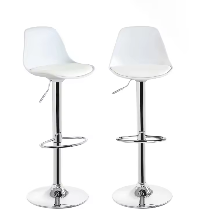 Taburetes de Cocina Ajustables en Altura Estilo de Bar con Resalto de Cuero Sintético+Plástico - 1