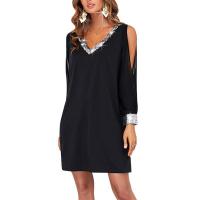 Vestido con cuello en V para mujer Vestidos casuales de manga larga - details 3