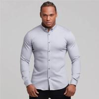 Camisas ajustadas para hombres de negocios juveniles, ropa Formal profesional sin hierro, Color sólido, guapo - details 10