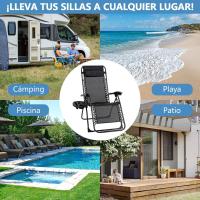 Tumbonas Plegables,Tumbonas Jardin Exterior Silla de Playa con Portavasos y Reposacabezas,Silla de Playa Ajustable para Jardín,Playa,Piscina,Terraza,Carga de 150 KG (Azul 1 Tumbonas) - details 14