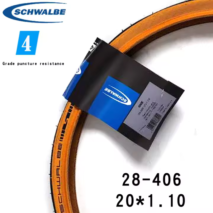 Schwalbe una pulgada 406 451 borde amarillo exterior durano 20*1,10 neumático de bicicleta plegable de diámetro de rueda pequeña 85-115PSI - 1