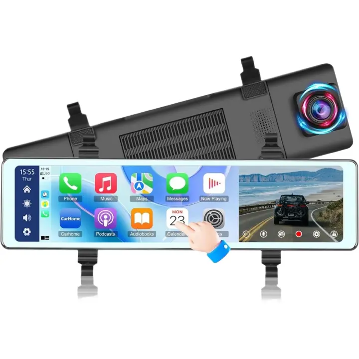 Retrovisor Coche con Camara con Carplay Inalámbrico y Android Auto - Retrovisor con Camara - 1