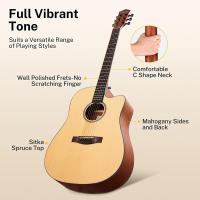 Guitarra Acústica de Adulto Guitarra Cutaway 4/4 Kit Dreadnought 41 Pulgadas de Principiante con Cuerde Afinador Cejilla Sunburst - details 24