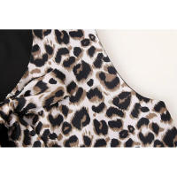 TRAFZA Conjunto de 2 piezas para mujer, pantalones largos con cremallera, traje informal suelto elegante vintage con estampado de leopardo sin mangas con cuello en V - details 8