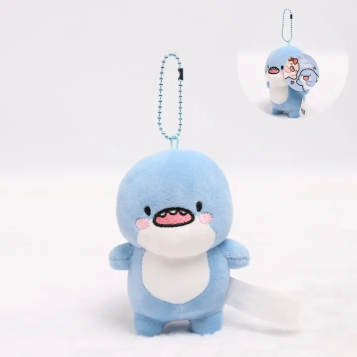 Animal relleno tiburón gordo colgante llavero decoración muñeca suave tiburón llavero de felpa Kawaii adorno colgante colgante de tiburón de dibujos animados - 1