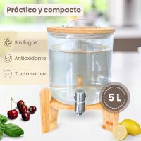 Dispensador de Bebidas de Cristal con Grifo, Piedras Terapéuticas, Tapa y Soporte de Madera de Bambú - Incluye Filtro para Mezclar en Interior - 5 Litros - details 3