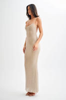 Camisola francesa con diamantes de imitación para chica picante, vestido de noche ligero de lujo de gama alta con cadera envuelta, vestido largo sin espalda para fiesta - details 1