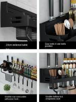 Estante de Aluminio Espacial Ahorro de Espacio, Sin Aros, Soporte Antirrojo para Cuchillos, Vajillas, Botellas de Especias Montado en la Pared - details 4