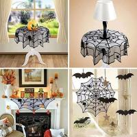 Manteles de araña Ence, pañuelos negros con calaveras, adornos para eventos y fiestas para Halloween - details 4