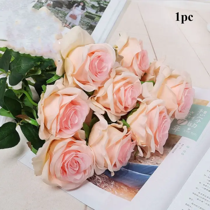 Rosa de imitación de 5 colores para decoración de fiestas, suministros para festivales, ramo de rosas pequeñas, decoración del hogar - 1