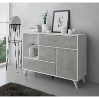 Mueble de Comedor Elegante Estilo Wind Madera Resistente Blanco/Cemento Longitud de 86x120x40cm - details 1