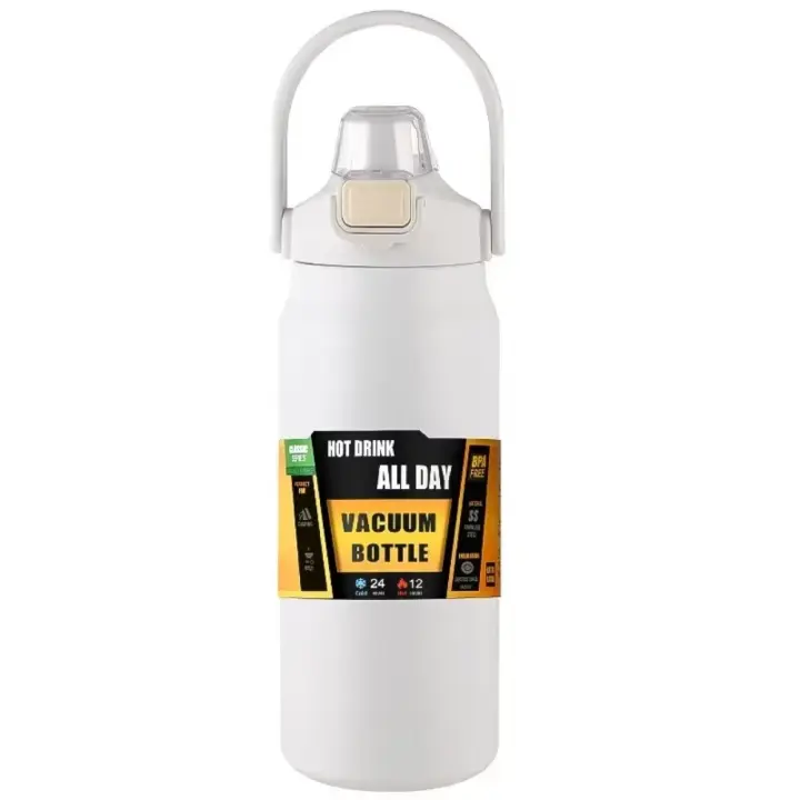 Botella termo deportiva de acero inoxidable 304, 800/1000/1500ML con pajita, botella de agua deportiva, termo de vacío irrompible de gran capacidad - 1
