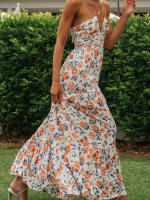 Nueva moda mujer vestido largo elegante sin mangas con cuello Halter vestido Floral vestido de verano gran oferta S-XL - details 1