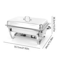 Chafing Dish Calentador de alimentos de acero inoxidable  juego de Buffet de platos para frotar 2 Compartimentos 7.5l - details 1