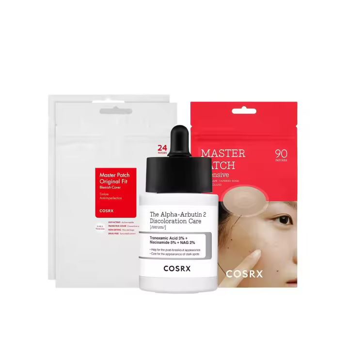 COSRX Master Intensive 90 Counts Acne Pimple Patch 2 paquetes + 2% suero para el cuidado de la decoloración de alfa arbutina - 1