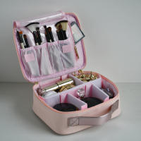 Bolsa de maquillaje de cuero PU para mujer, estuche de cosméticos con divisores, almacenamiento de viaje de gran capacidad, nuevo Empalme - details 2