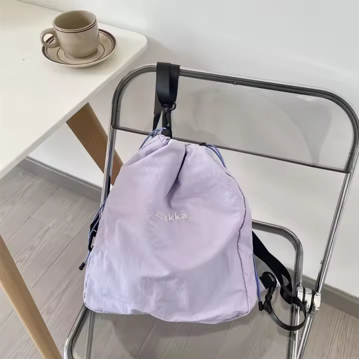 Mochila con cordón de nailon de estilo coreano, bolso deportivo ligero de nailon de Color fresco, bolso de viaje al aire libre Harajuku dulce para senderismo - 1
