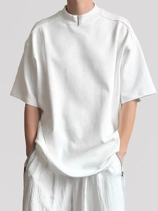 Camiseta de Verano para Hombres de Algodón de Alta Gama Cuello Redondo, Manga Corta, Moda Casual, Tendencia Ligera y Lujosa - 1